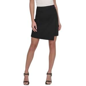 DKNY Women's Buckled Wrap Mini Skirt in Black